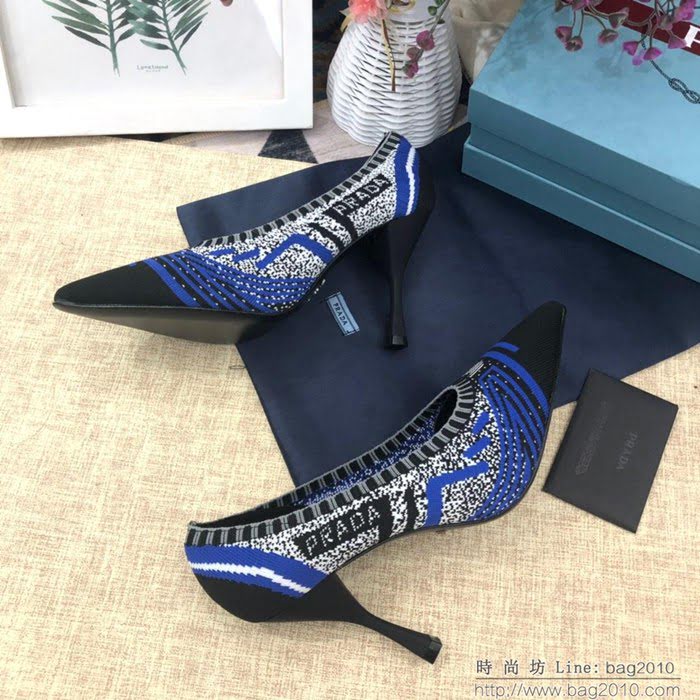 PRADA普拉達 2019頂級版本 刺繡系列 春夏時尚 高跟尖頭單鞋 網紅同款  ljl1042